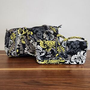 Vera Bradley Small Travel Duffel Bag Baroque Pattern Knot Clutch Purse Set of 2
